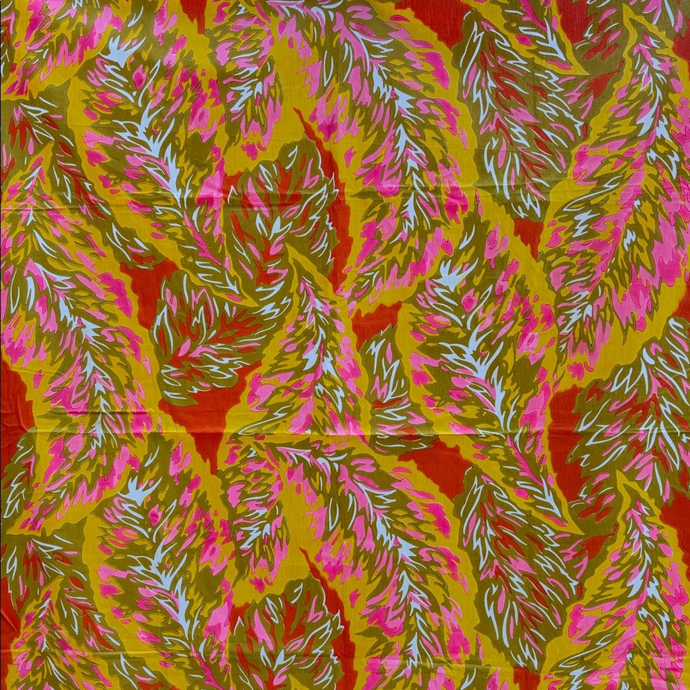 Vintage Fabric- 1960s ‘70s Boho Hippie Bright Colors Leaf Pattern Sewing Crafts - Picture 3 of 10